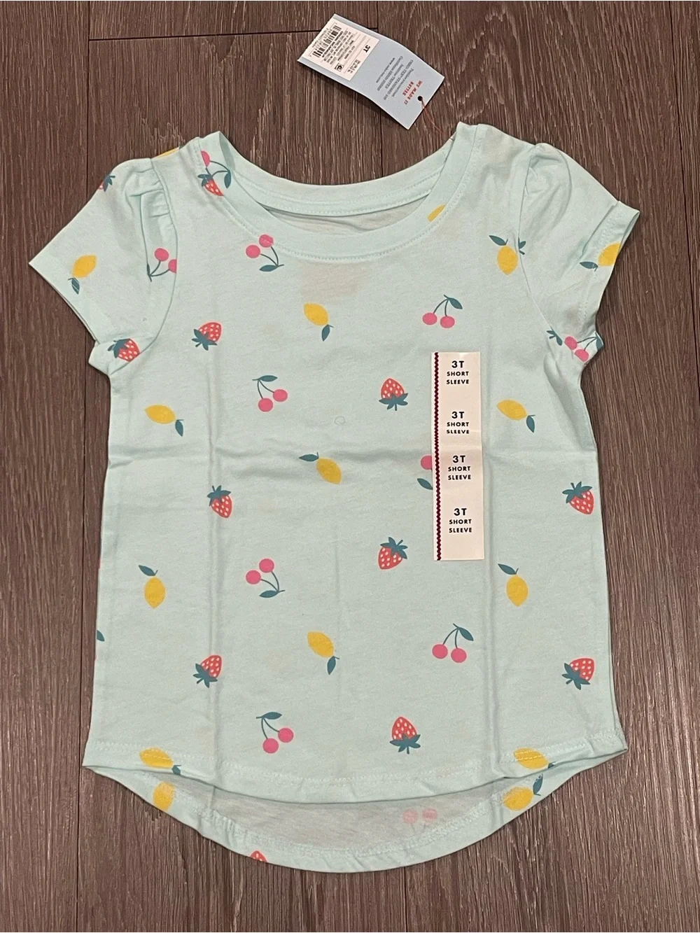 Cat & Jack Mint Short Sleeve Tee with Fruit Print - Size 3T